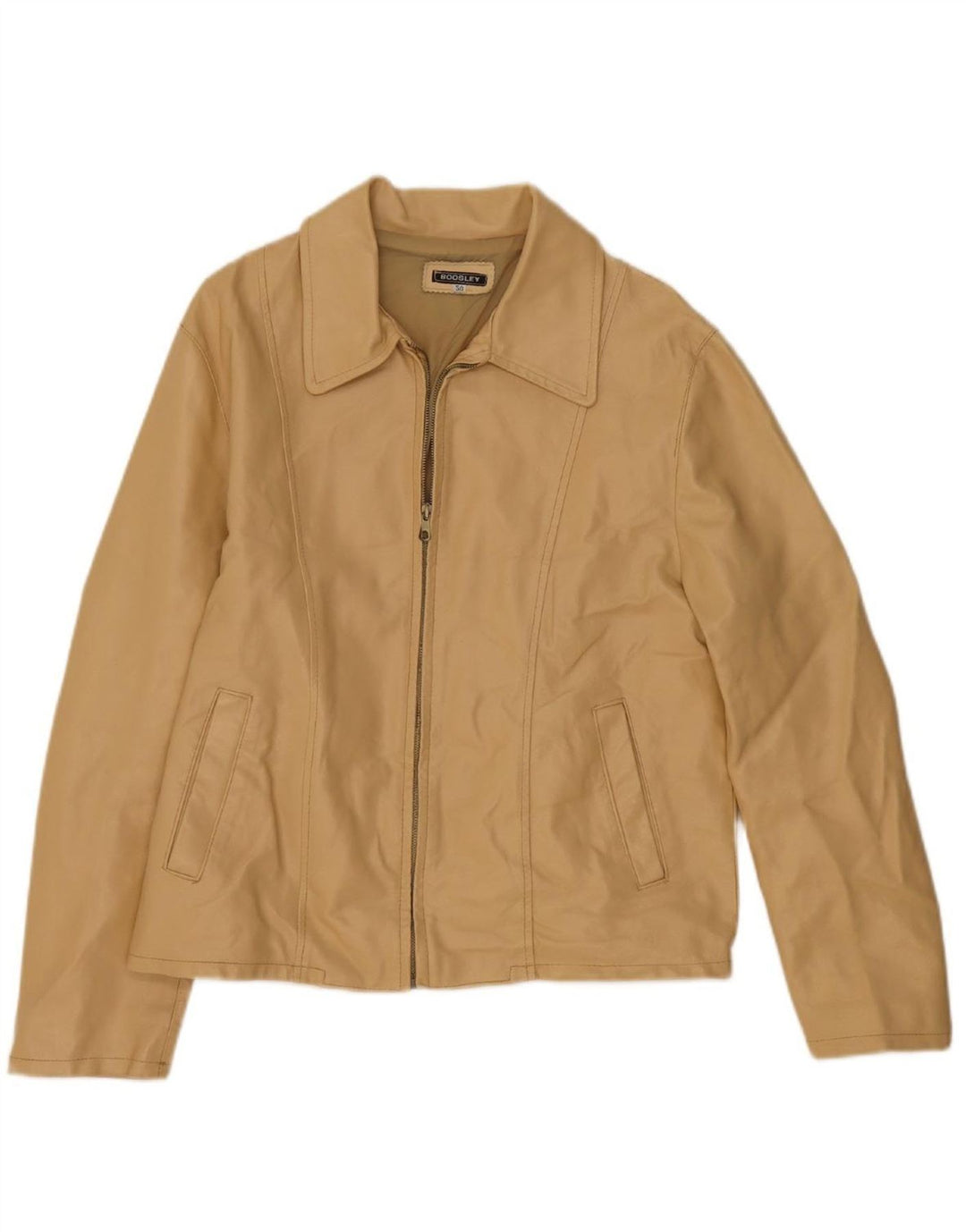 BOOSLEY Womens Leather Jacket IT 50 XL Beige Leather
