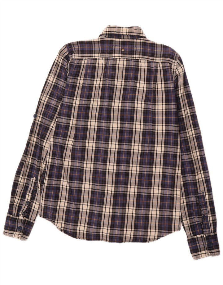 SUPERDRY Mens Flannel Shirt Medium Blue Check Cotton