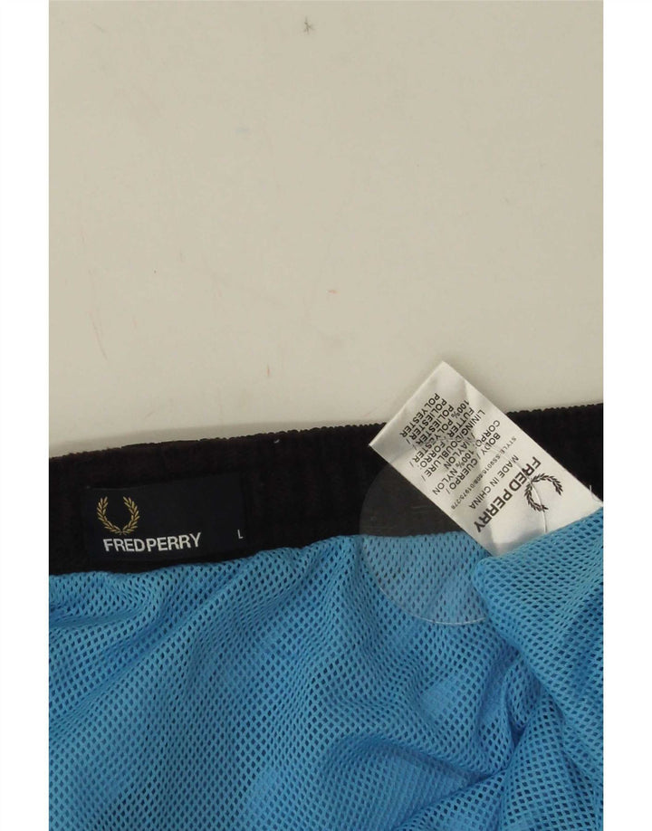 Fred Perry Mens Swimming Shorts Large  Blue Colourblock Nylon