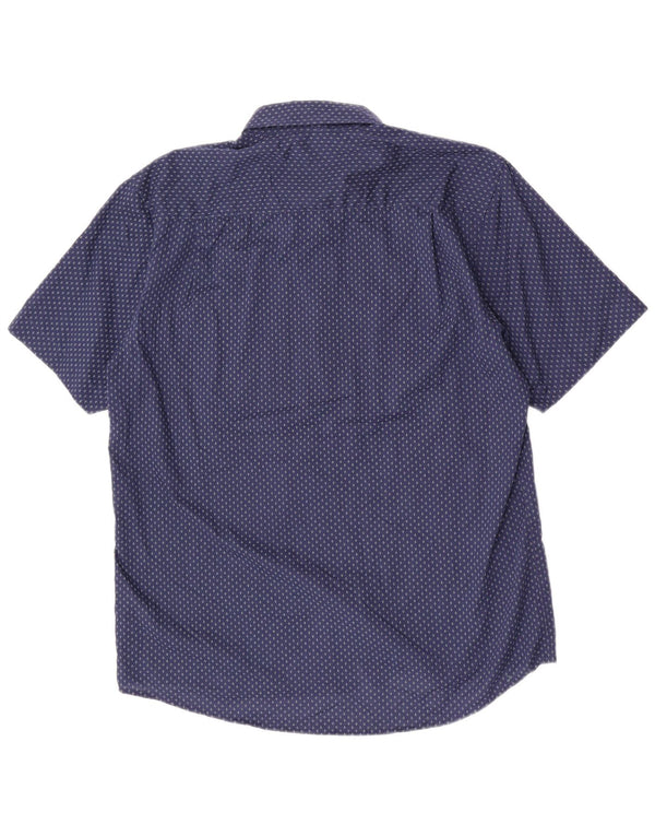 Pierre Cardin Chemise à manches courtes pour homme Coupe droite XL Bleu marine géométrique