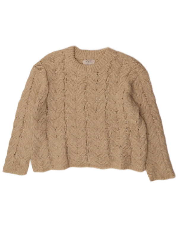 Zara Jersey Niña Cuello Redondo 13-14 Años Beige