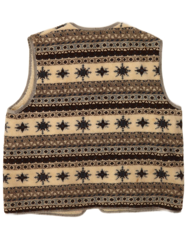 Vintage Womens Fleece Gilet UK 18 XL Multicoloured Fair Isle Virgin Wool