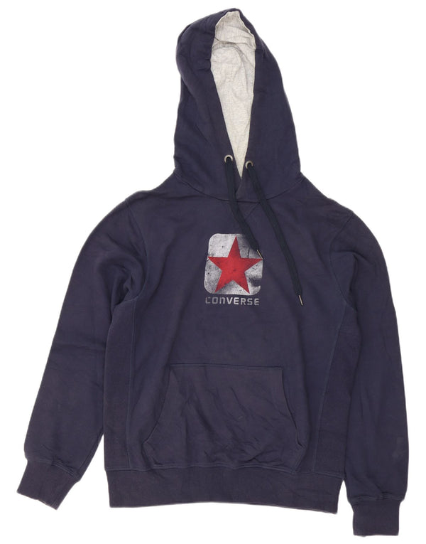 Converse Mens Graphic Hoodie Jumper Large Navy Blue Cotton