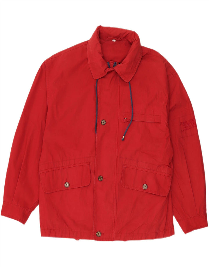 Vintage Herren-Kapuzenjacke mit lockerer Passform, UK 36, Größe S, rot, Polyester