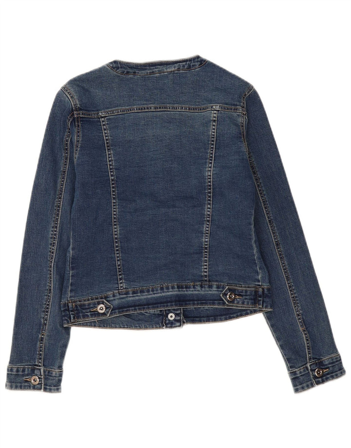 Vintage Womens Crop Denim Jacket UK 12 Medium Navy Blue Cotton