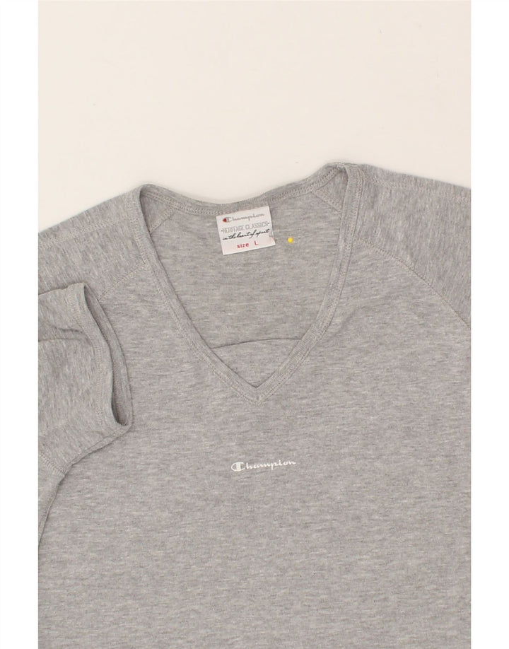 CHAMPION Womens T-Shirt Top UK 14 Large Grey Vintage Champion and Second-Hand Champion from Messina Hembry 