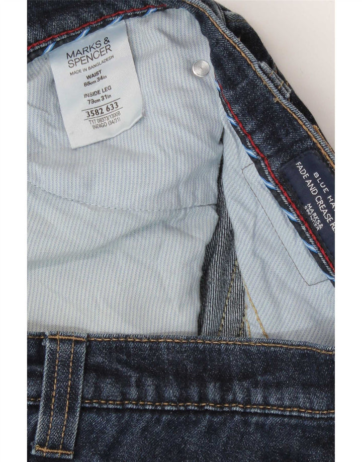 Marks & Spencer Mens Blue Harbour Straight Jeans W34 L31 Blue Cotton