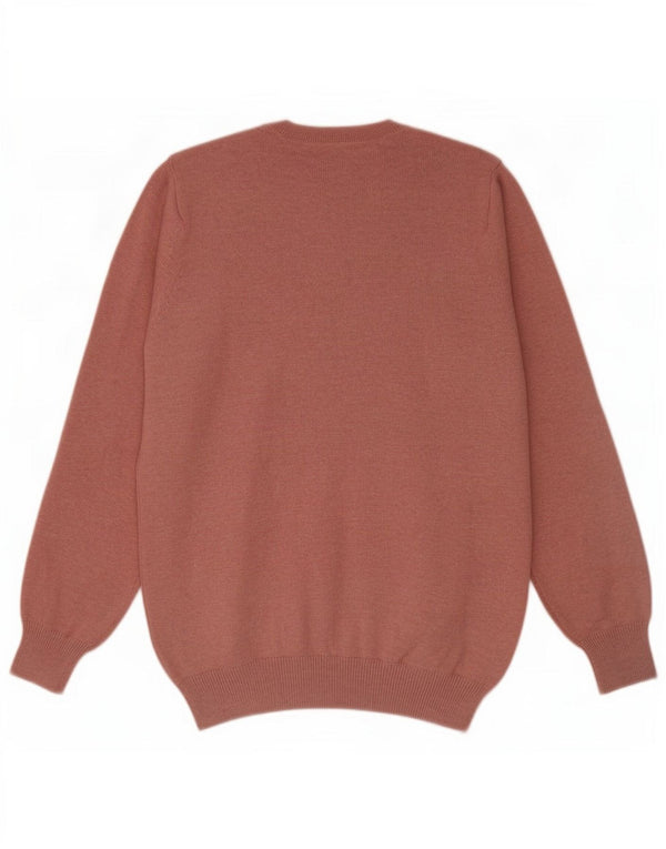 Marks & Spencer Mens V-Neck Jumper Sweater Small Pink Cotton