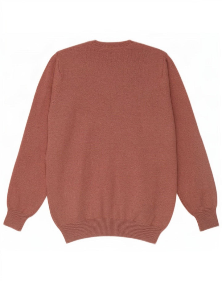 Marks & Spencer Mens V-Neck Jumper Sweater Small Pink Cotton