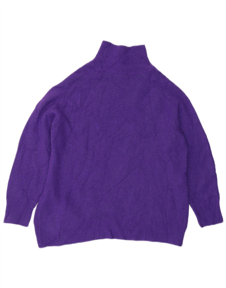 Massimo Dutti Womens Oversized Roll Neck Jumper Sweater UK 10 Small Purple