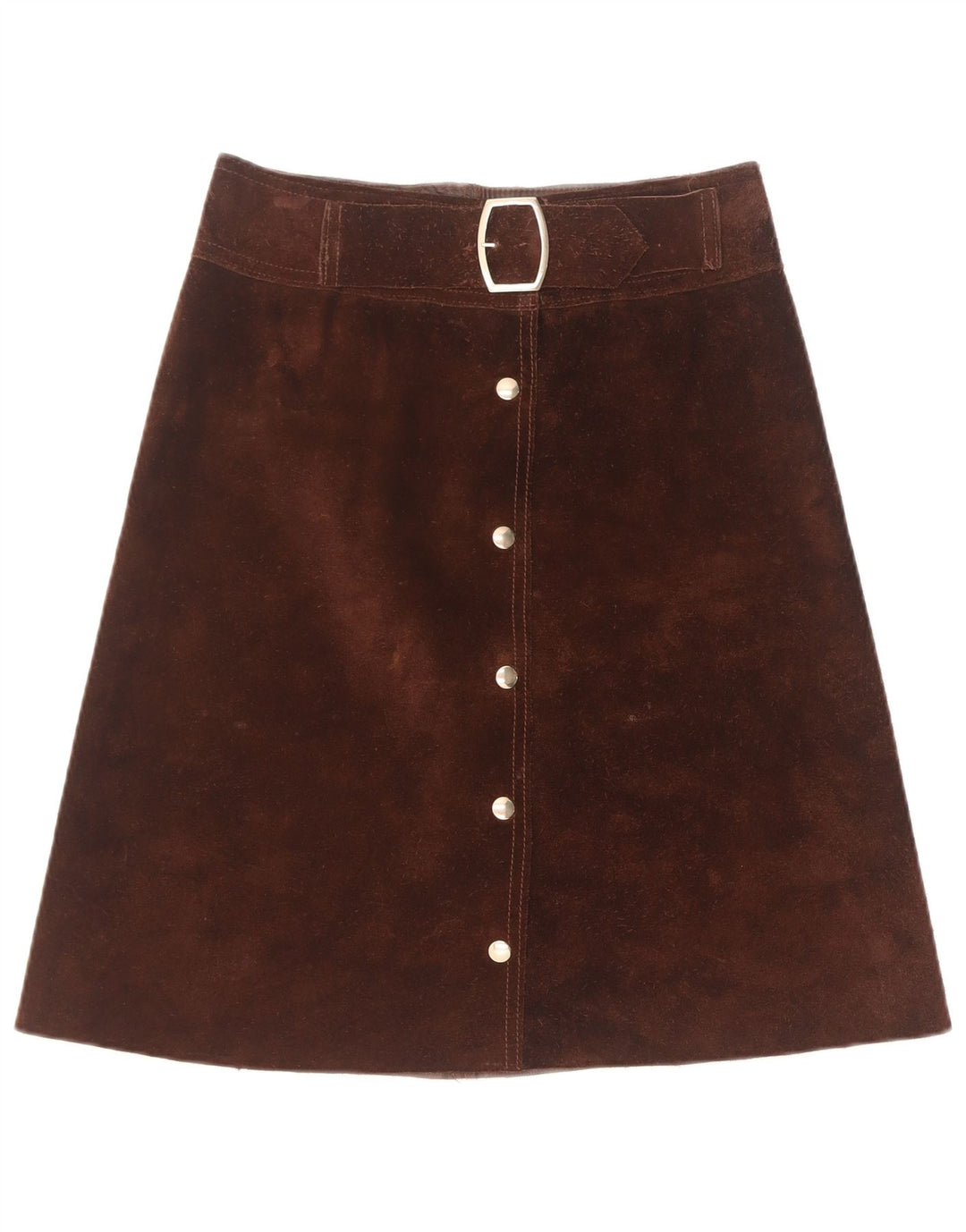 Gonna vintage in pelle scamosciata da donna W28 Marrone medio