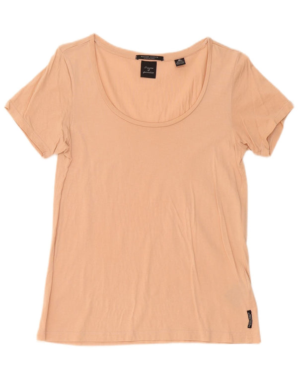 Maison Scotch Damen T-Shirt Top UK 10 Small Beige Baumwolle