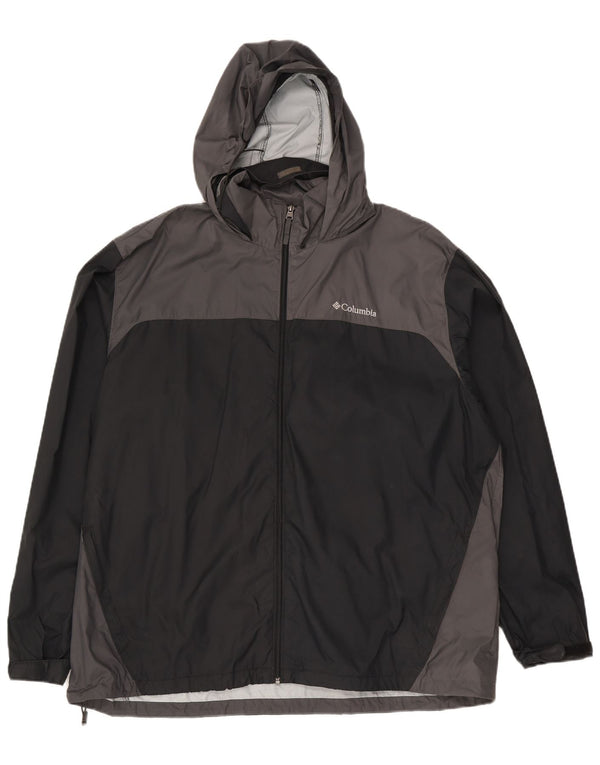 Jaqueta de chuva masculina Columbia com capuz UK 44 2XL preta Colourblock Nylon