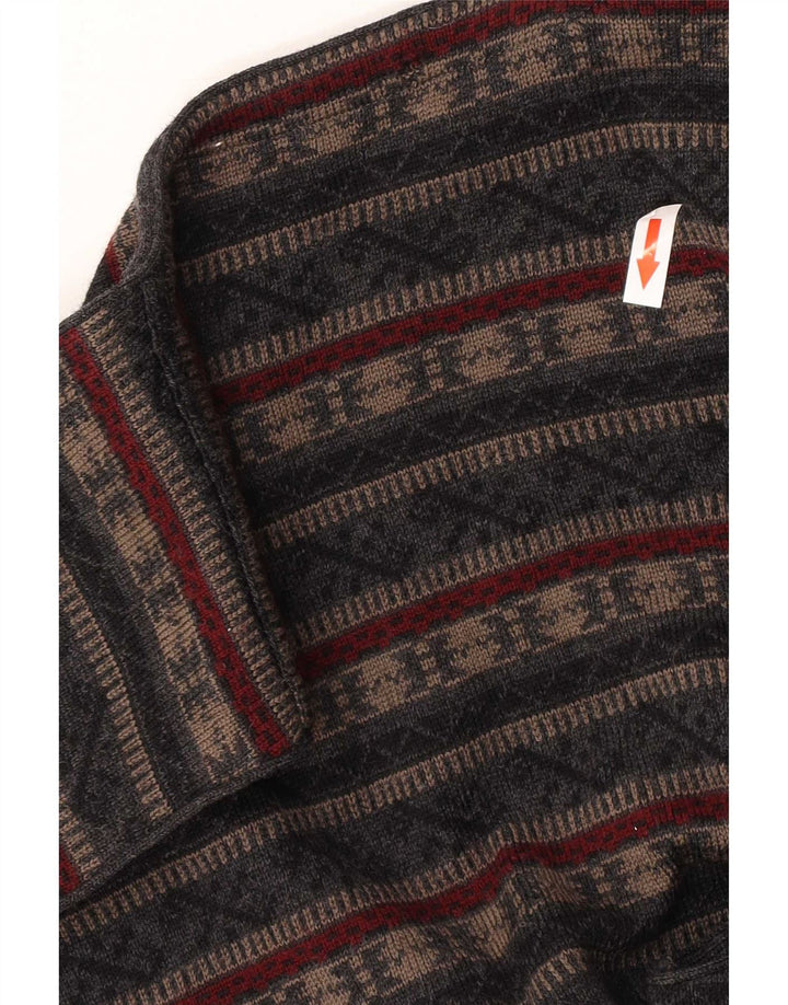 Vintage strik vest til mænd Medium Grey Fair Isle Virgin Wool