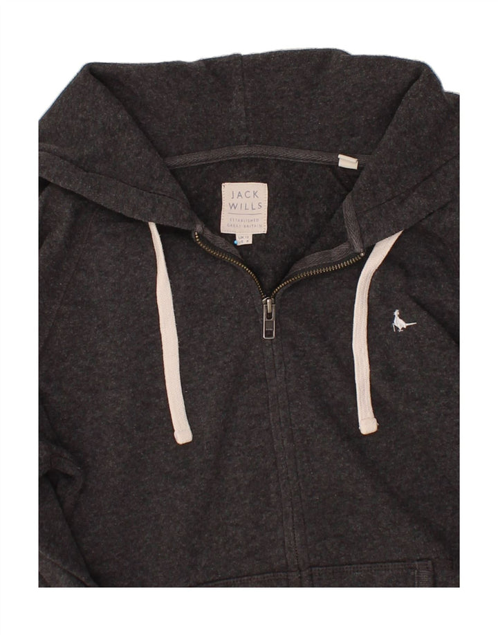 JACK WILLS Womens Zip Hoodie Sweater UK 12 Medium Grey Vintage Jack Wills and Second-Hand Jack Wills from Messina Hembry 