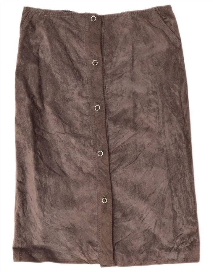 Vintage Womens Suede Straight Skirt IT 46 Large W30 Grey