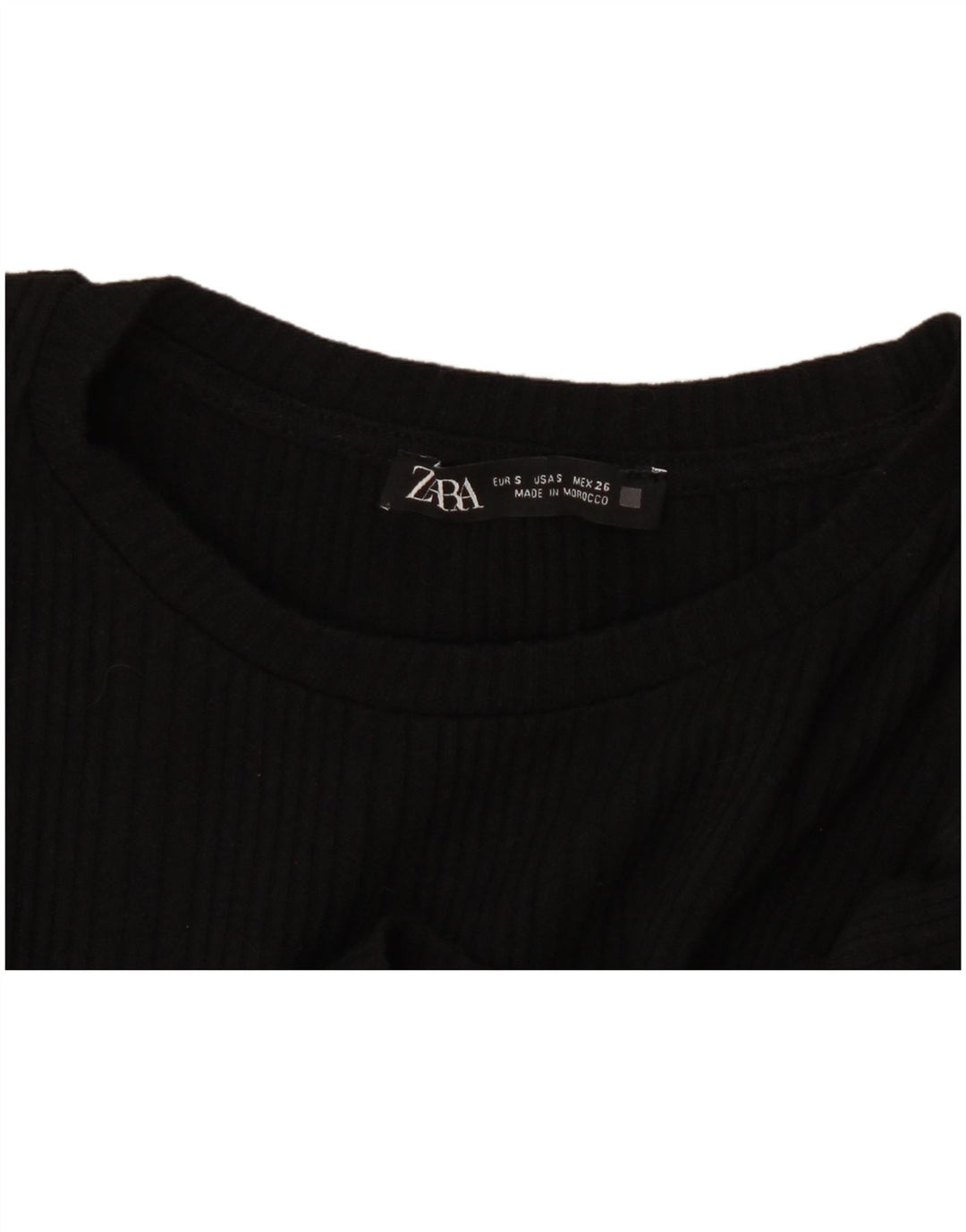 Zara Womens Crop Long Sleeve Blouse Top UK 10 Small Black