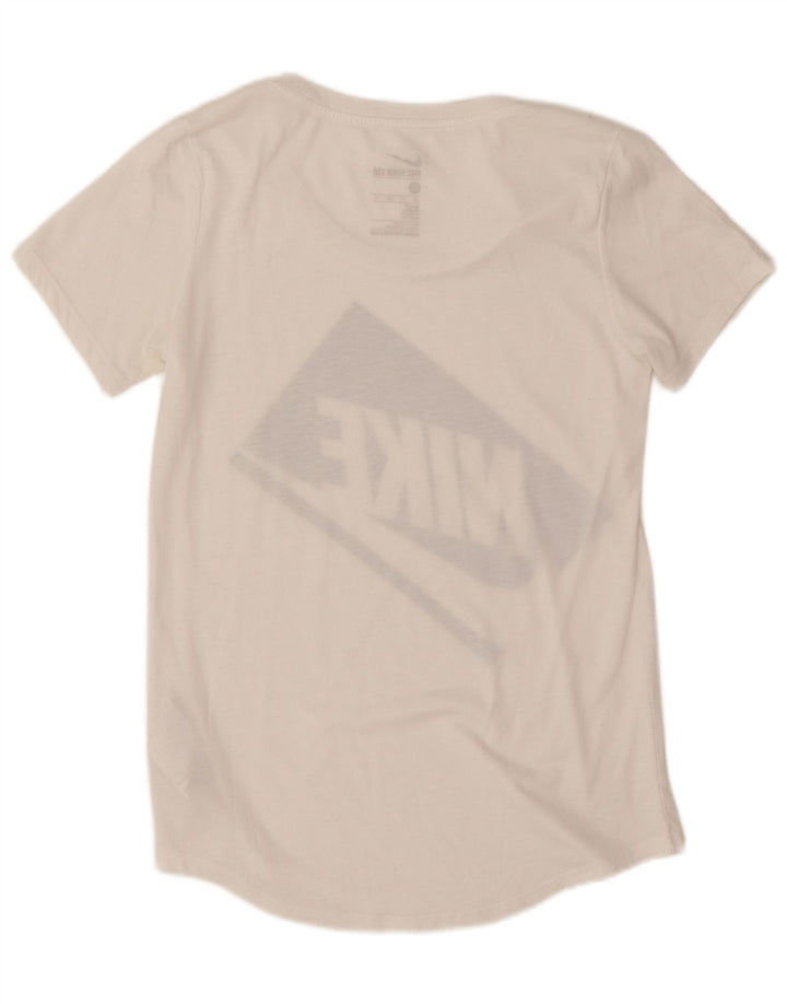 Nike Womens Oversized Graphic T-Shirt Top UK 6 XS White Polyester