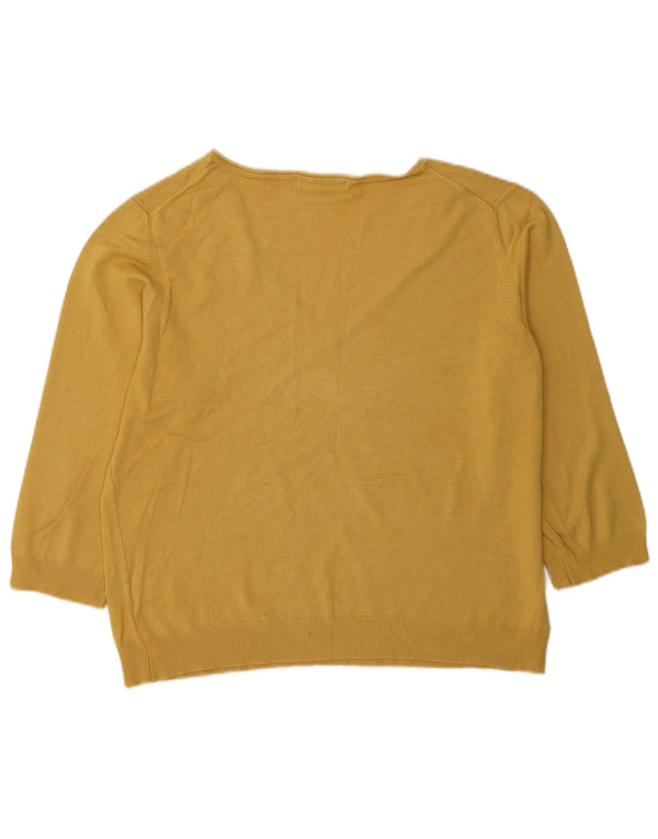 Marks & Spencer női 3/4 ujjú V-nyakú pulóver UK 20 2XL sárga