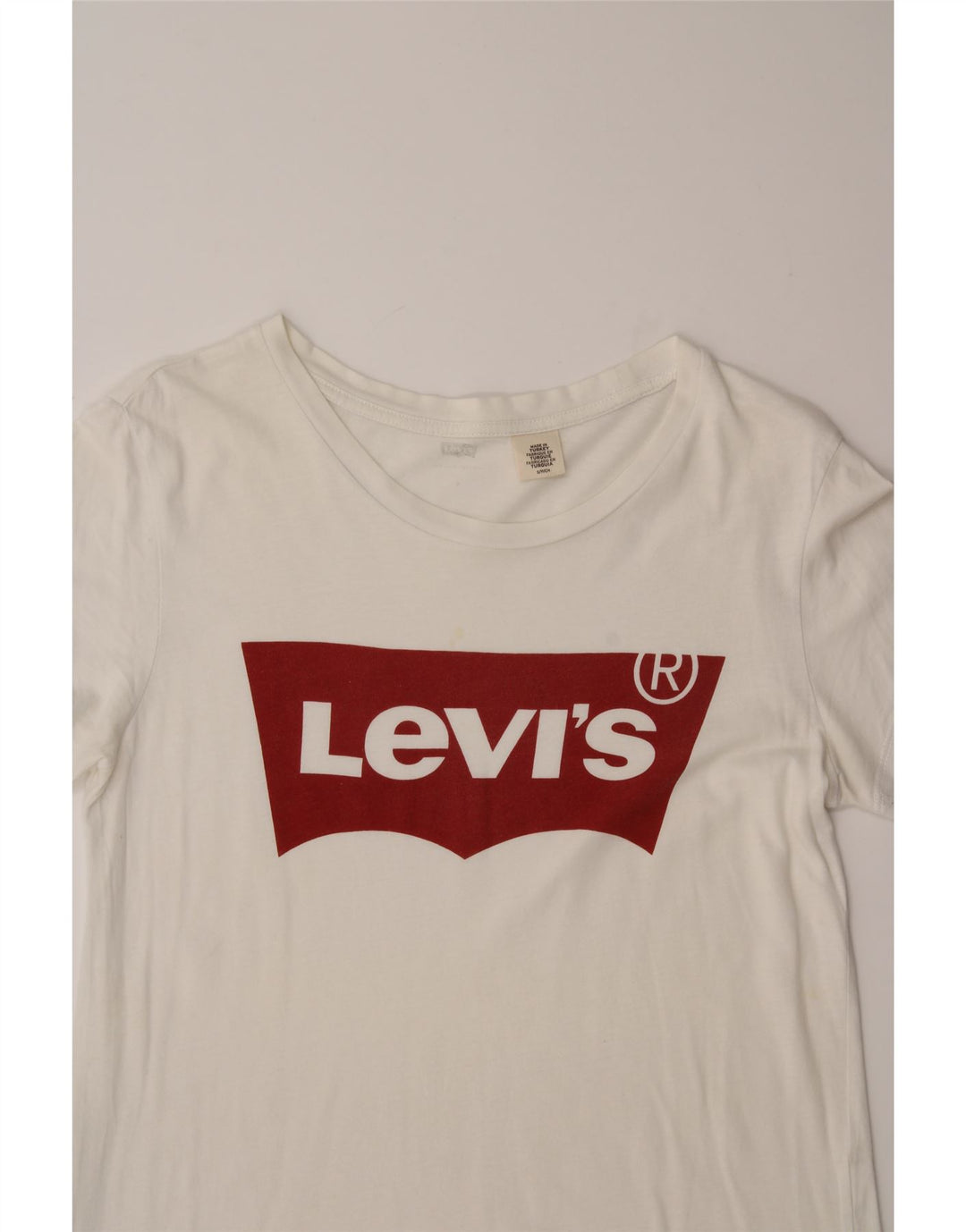 LEVI'S Womens Graphic T-Shirt Top UK 10 Small White Vintage Levi's and Second-Hand Levi's from Messina Hembry 