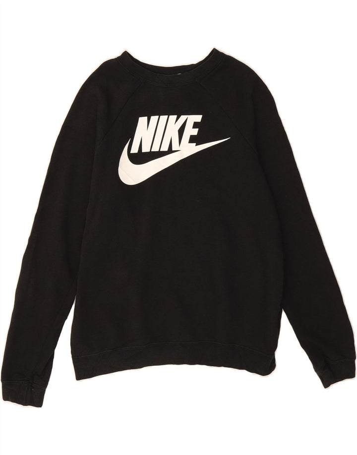 NIKE Womens Graphic Sweatshirt Jumper UK 10 Small Black Cotton Vintage Nike and Second-Hand Nike from Messina Hembry 