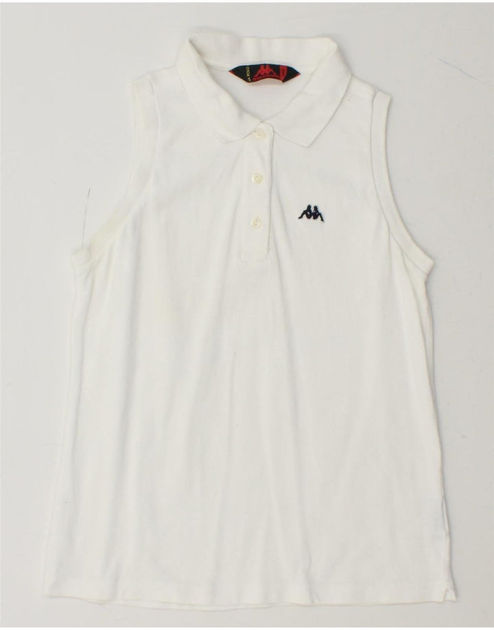 KAPPA Girls Polo Shirt 13-14 Years Large White Cotton Vintage Kappa and Second-Hand Kappa from Messina Hembry 