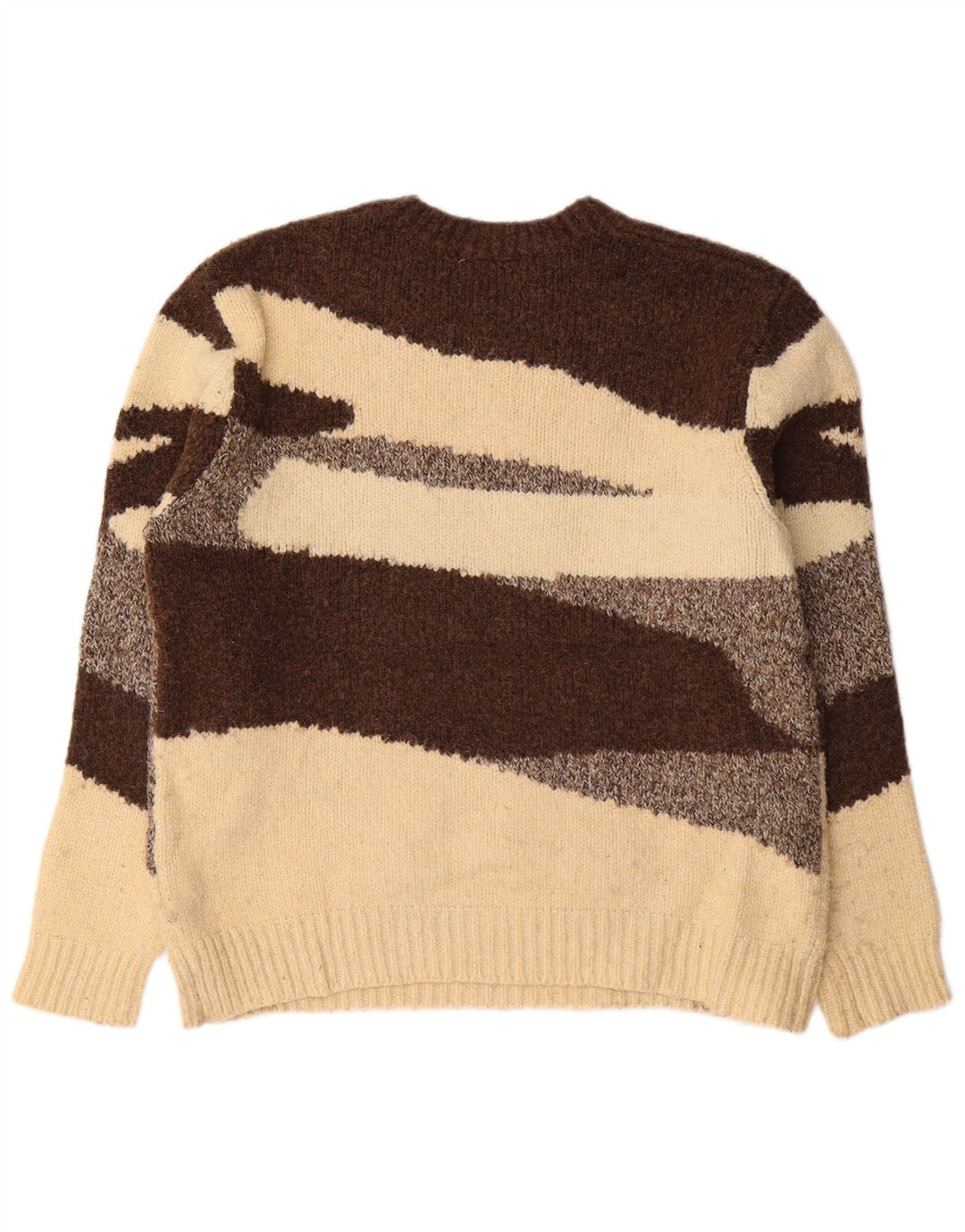 Zara Pull à col rond pour homme en polyester color block marron moyen