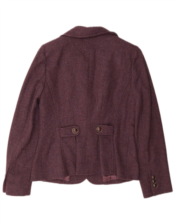 Luisa Spagnoli Dame 4-knaps blazerjakke IT 44 Medium Burgundy Uld