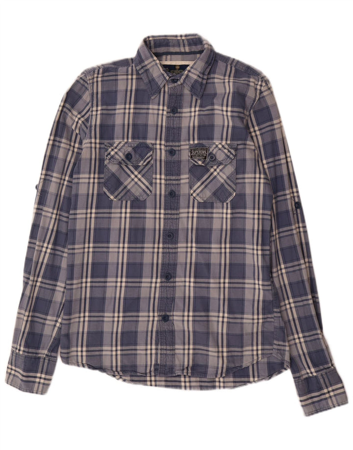 Superdry Flanelskjorte til mænd mellemblå ternet bomuld