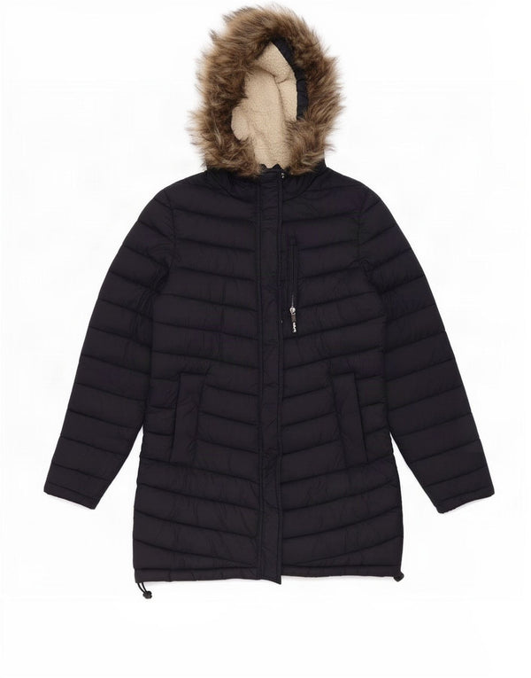 Jaqueta acolchoada com capuz feminina Superdry UK 14 médio azul marinho nylon