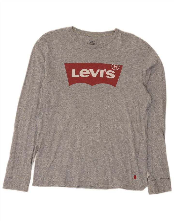 Levi's Mens Graphic Top Long Sleeve Medium Grey Cotton