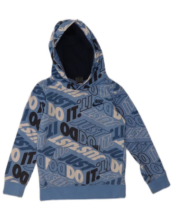 Nike Boys Hooded Graphic Hoodie Jumper 4-5 Years Small Blue Sports