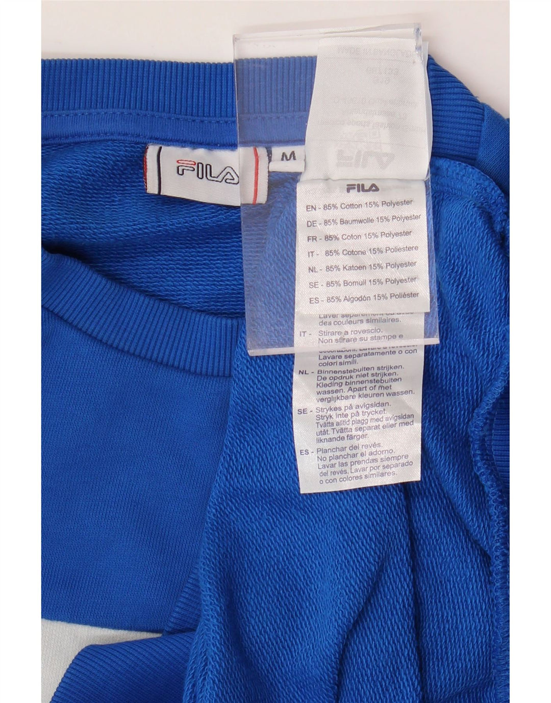 FILA Mens Graphic Sweatshirt Jumper Medium Blue Colourblock Cotton