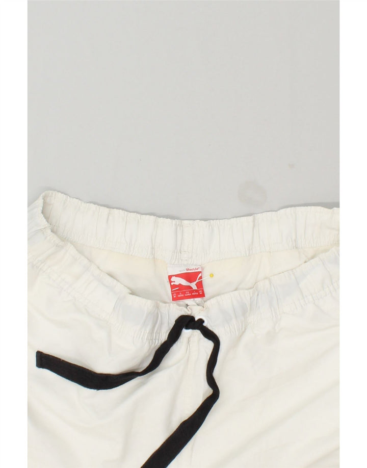 PUMA Mens Graphic Sport Shorts Medium White Polyester Vintage Puma and Second-Hand Puma from Messina Hembry 