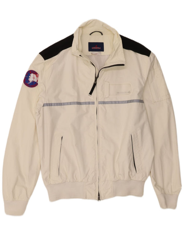Museum Mens Graphic Bomber Jacket UK 42 XL Off White Colourblock Poliamida