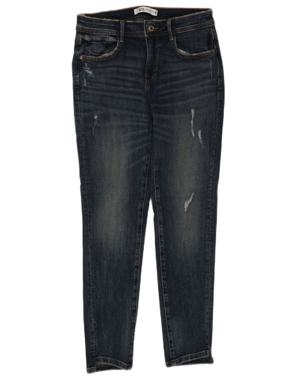 Zara Womens Distressed Skinny Jeans EU 38 Small W28 L28 Blue Cotton