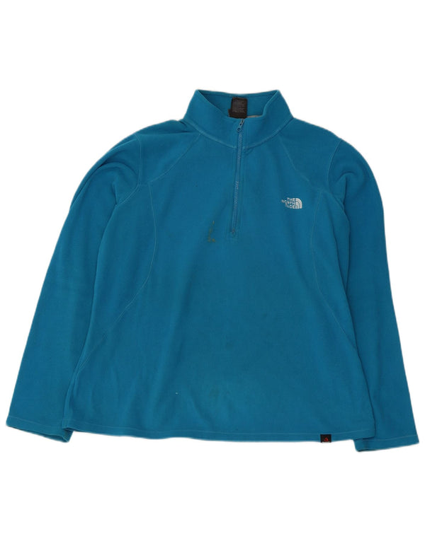 The North Face Womens Zip Neck Fleece Jumper UK 16 Large Blue Polyester