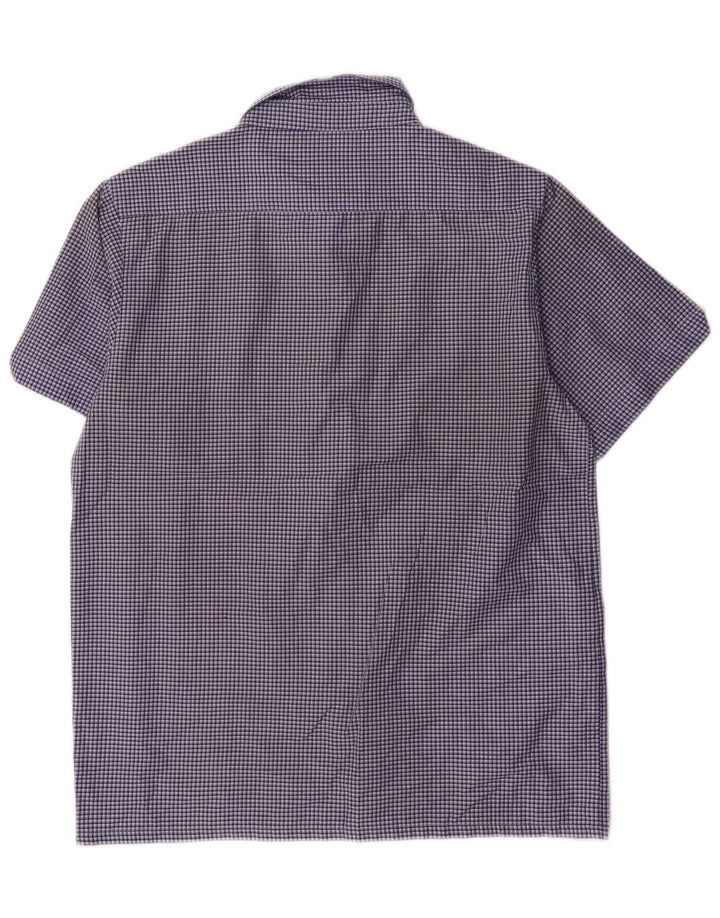 BILLABONG Boys Short Sleeve Shirt 15-16 Years Navy Blue Check Polyester