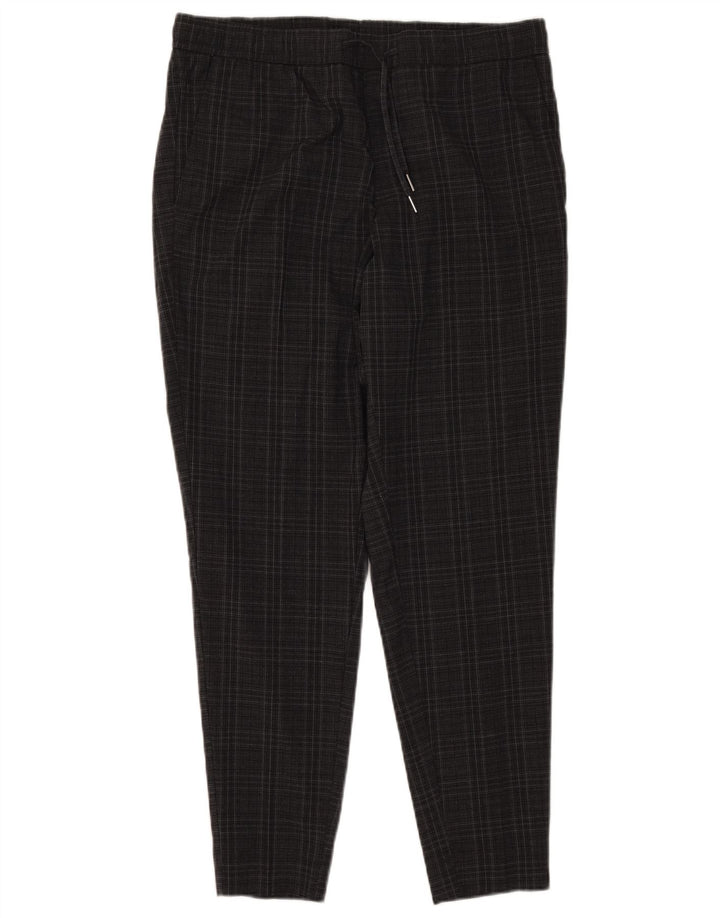Jack & Jones Mens Slim Chino Trousers Large Grey Check Polyester
