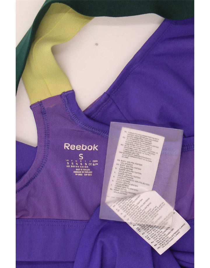Canotta Reebok da donna UK 8/10 Small Viola Colourblock Poliestere