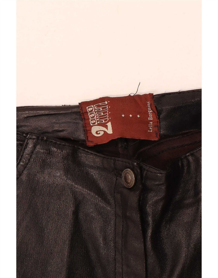 Vintage Womens Flare Leather Trousers W28 L30 Black