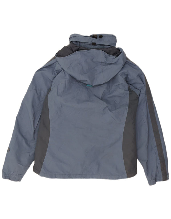 Jaqueta corta-vento feminina Columbia com capuz UK 14 bloco colorido azul médio
