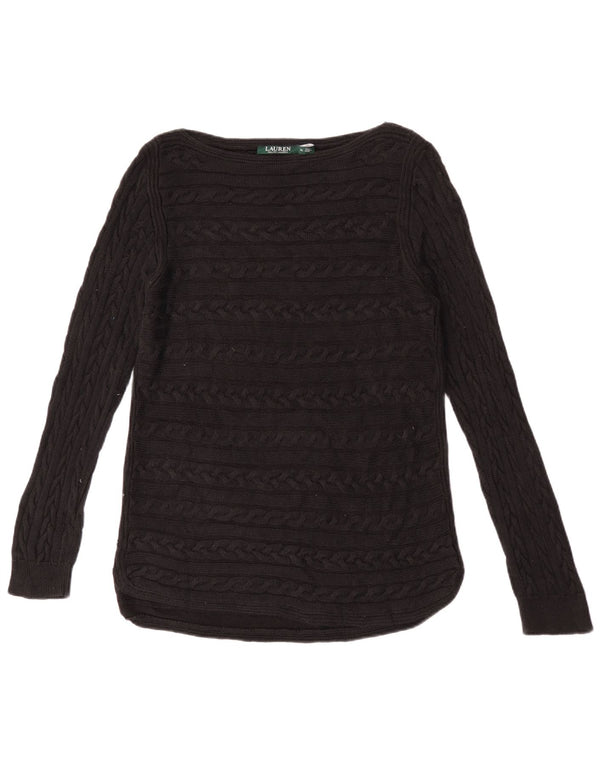 Ralph Lauren Γυναικείο πουλόβερ με λαιμόκαυστο UK 18 XL μαύρο βαμβακερό