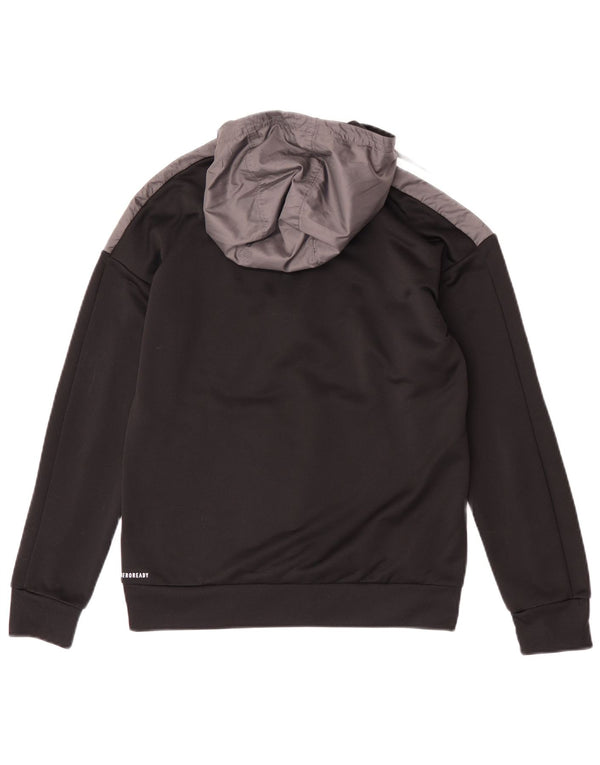 Adidas Boys Aeroready Zip Neck Hoodie Jumper 13-14 Years Black Colourblock