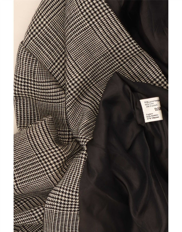 Luisa Spagnoli Chaqueta tipo blazer de 3 botones para mujer IT 46 Large Grey Houndstooth