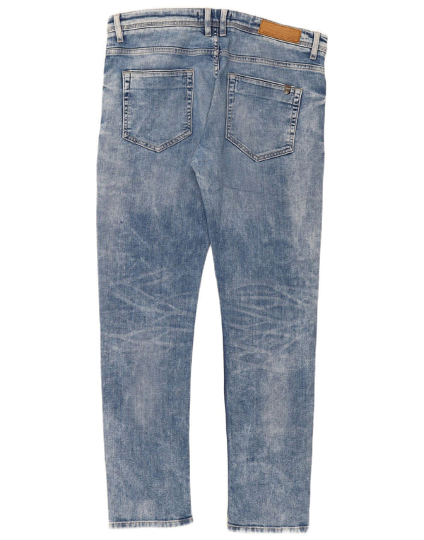 Zara Mens Acid Wash Slim Jeans EU 44 Large W34 L31 Blue Cotton