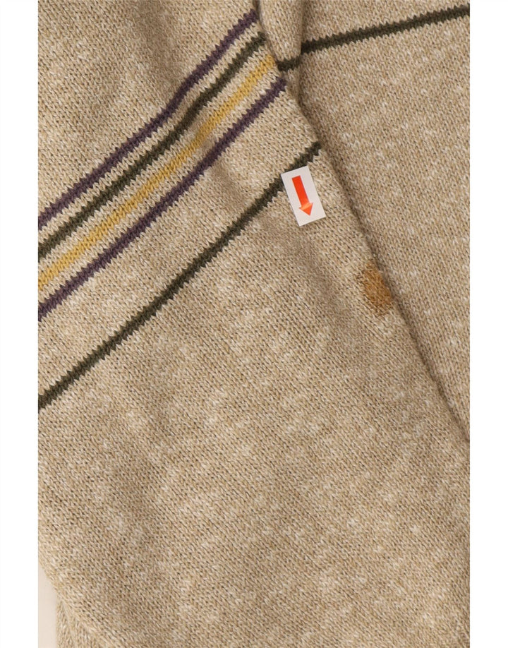 ATWARDSON Mens V-Neck Jumper Sweater Large Beige Colourblock Cotton Vintage Atwardson and Second-Hand Atwardson from Messina Hembry 