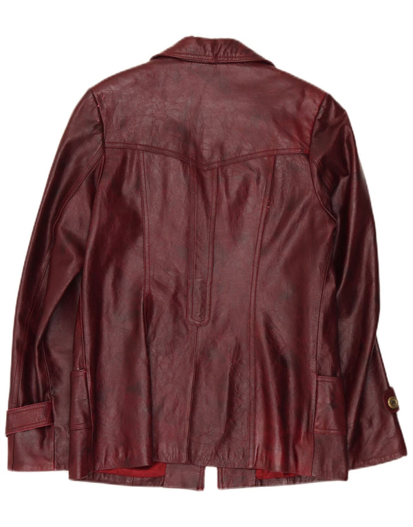 veste en cuir femme vintage UK 26 5XL Bourgogne