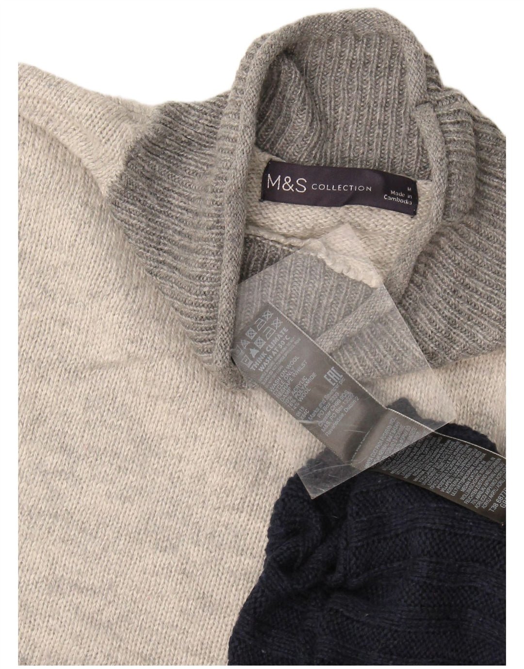 Maglione maglione a collo alto da donna Marks & Spencer UK 14 blu navy medio