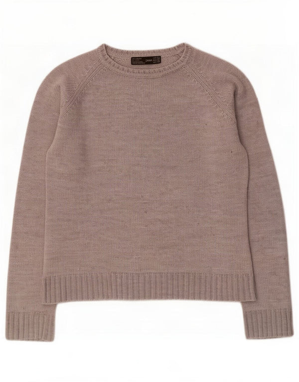 Zara Womens Boat Neck Jumper Sweater UK 14 Large Grey Acrylic
